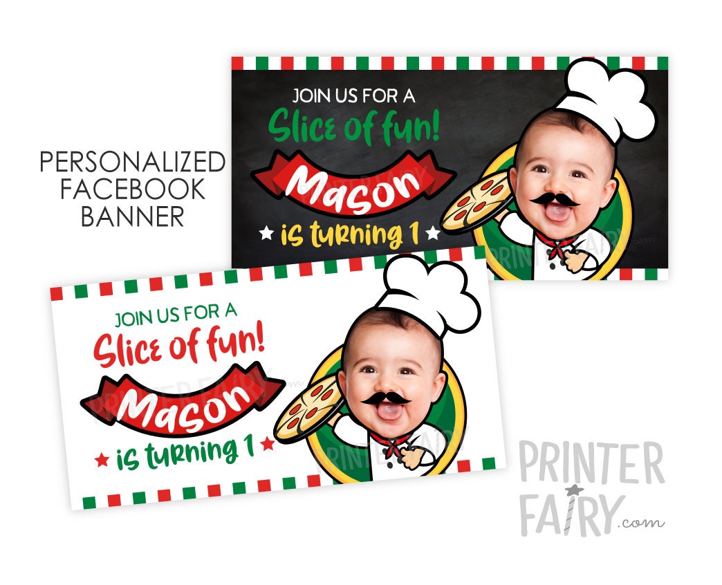 Personalized Pizza Facebook Banner, Chef Birthday Party (Digital)