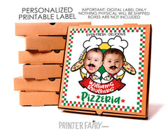 Personalized Pizza Birthday Party Label, Italian Chef Theme (Digital Download)