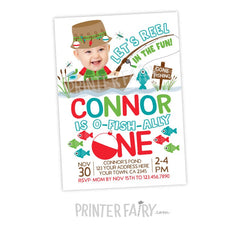 Fishing Birthday Invitation with Photo, Personalized O-Fish-ally One Invite (Digital Download)