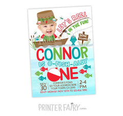 Fishing Birthday Invitation with Photo, Personalized O-Fish-ally One Invite (Digital Download)