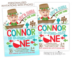 Fishing Birthday Invitation with Photo, Personalized O-Fish-ally One Invite (Digital Download)