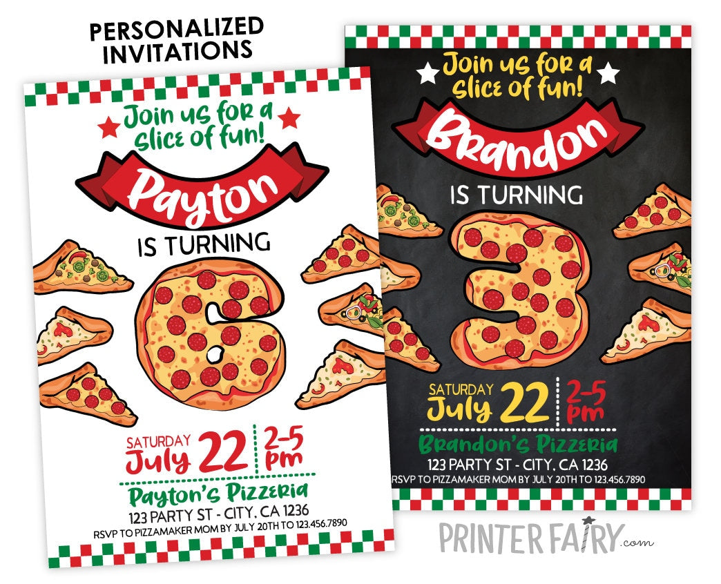 Pizza Birthday Invitation, Little Chef, Cooking Party (Digital)