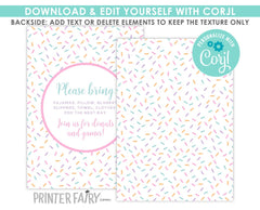 Donuts and Pajamas Birthday Invitation, Editable Donut Party Invite (Instant Download)