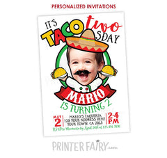 Taco Two-sday Birthday Invitation with Photo (Digital)