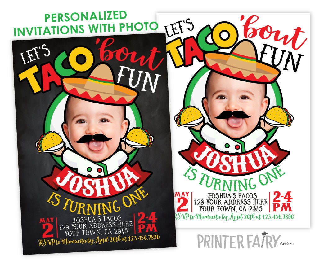 Taco Birthday Invitation with Photo, Fiesta Invite (Digital Download)