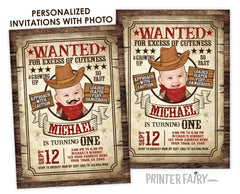 Western Birthday Invitation with Photo, Cowboy Wanted Poster (Digital Invite)