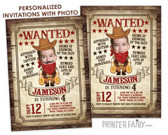 Personalized Wanted Poster Birthday Invitation, Wild West Cowboy (Digital)