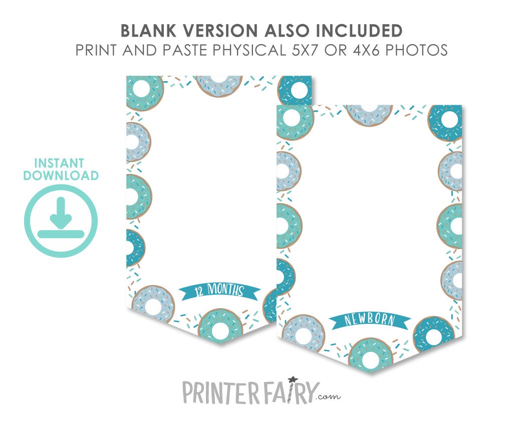 Donut Photo Banner, Editable Birthday Decor (Instant Download)