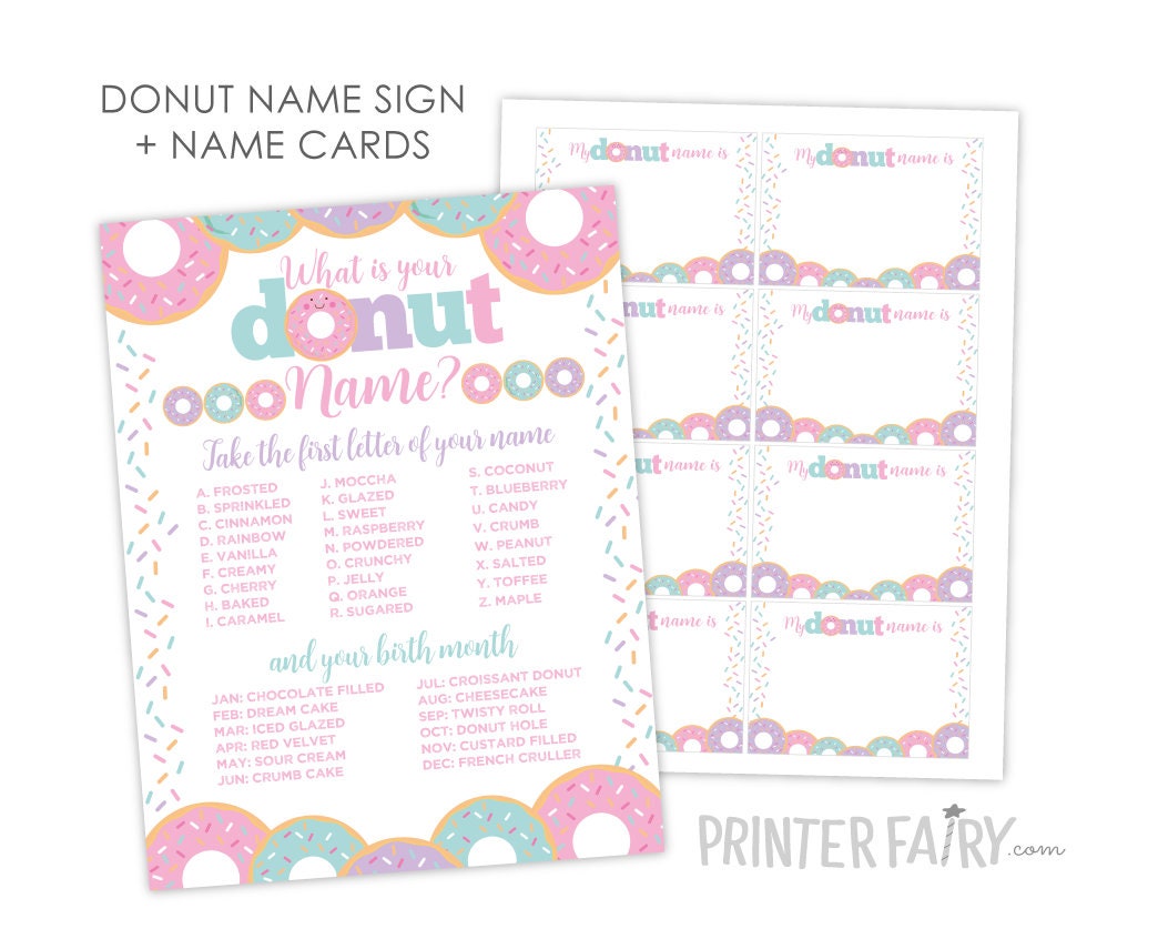 Donut Party Game, What's Your Donut Name, Birthday Printable (Digital Download)