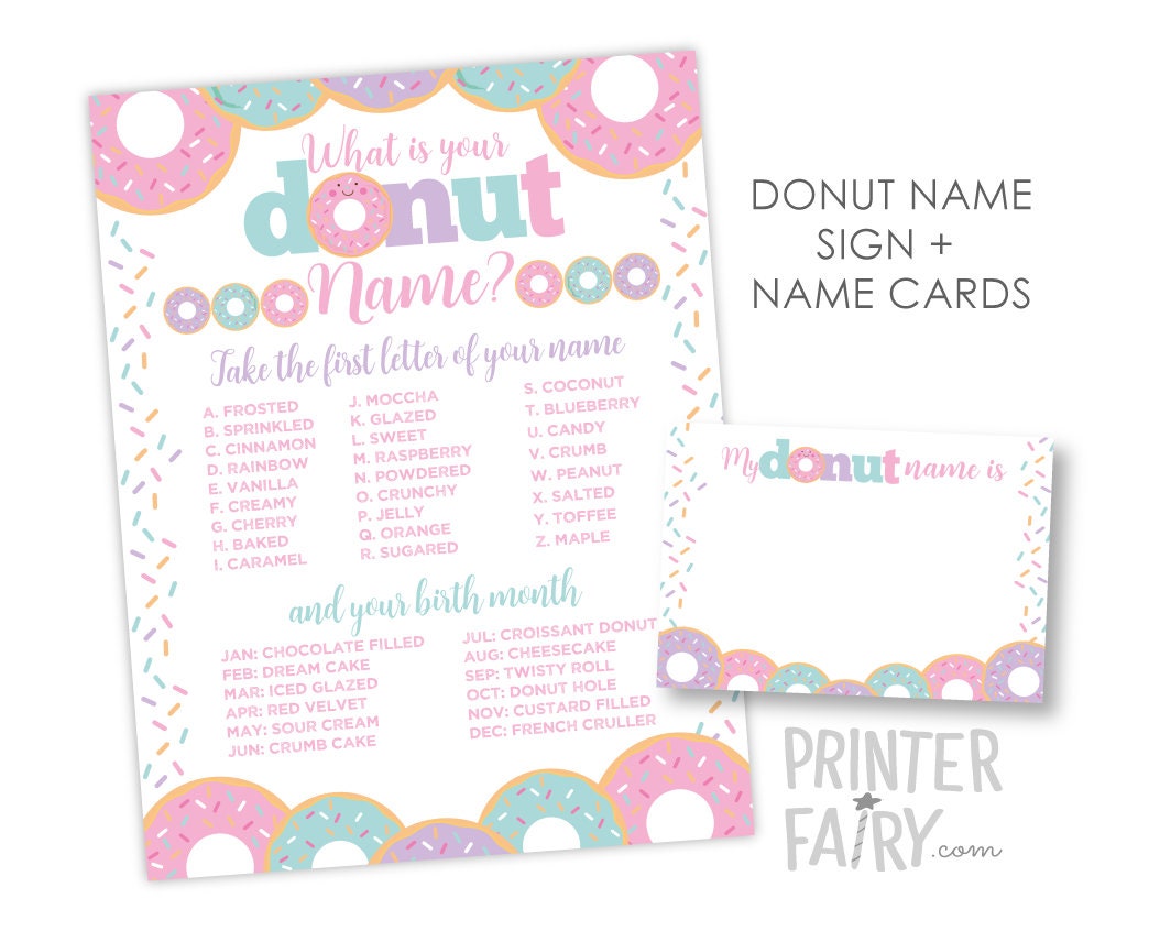 Donut Party Game, What's Your Donut Name, Birthday Printable (Digital Download)