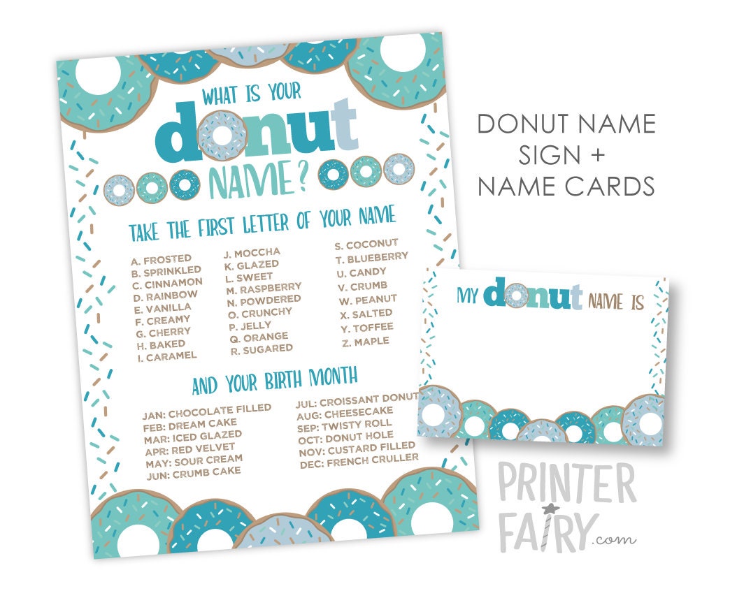 Donut Name Game, Donut Birthday Party (Instant Download)