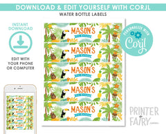 Luau Water Bottle Labels, Hawaiian Birthday Party (INSTANT DOWNLOAD)