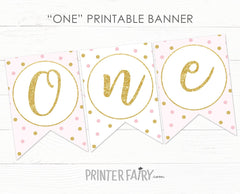 Ballerina ONE Banner, First Birthday, Printable Decoration (Instant Download)