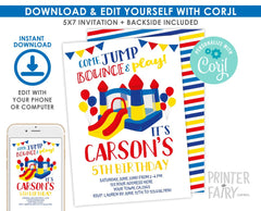 Trampoline Birthday Invitation, Editable Bounce House Party Invite (Digital)