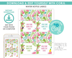 Luau Tropical Food Tent Cards, Editable Printable Buffet Labels (Digital Download)