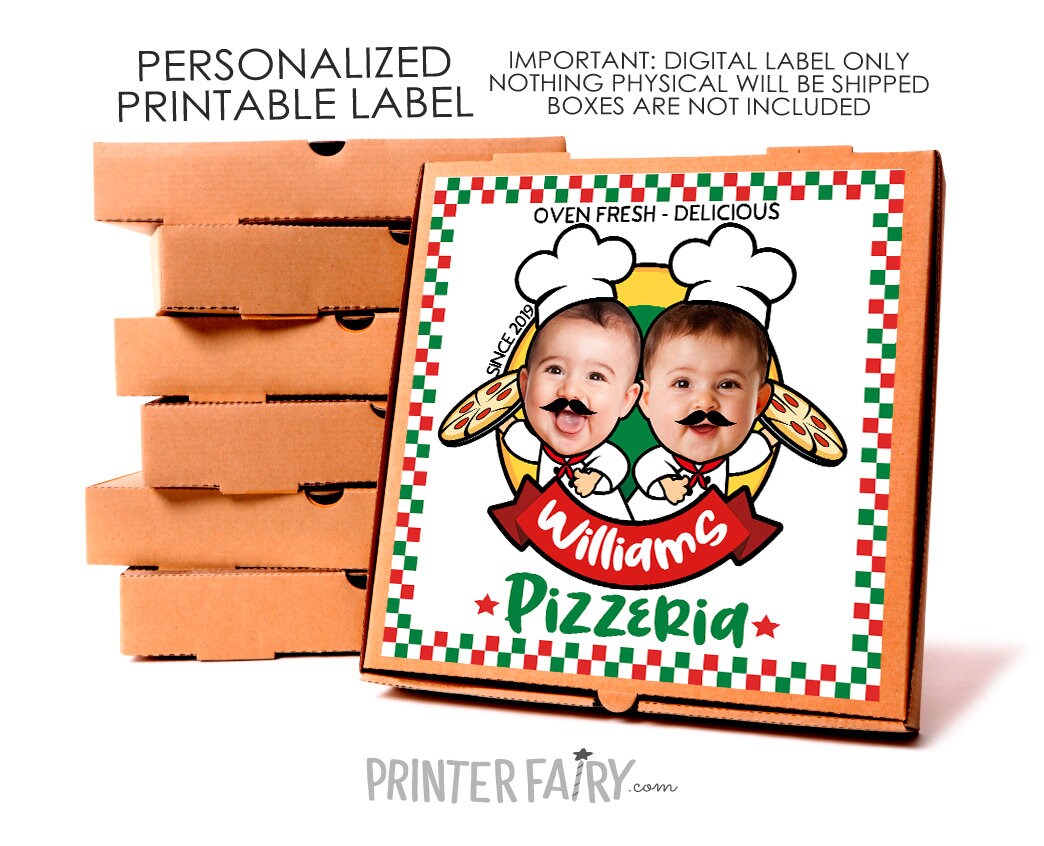 Personalized Pizza Birthday Party Label, Italian Chef Theme (Digital Download)