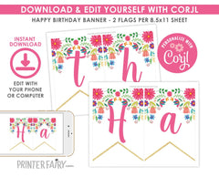 Editable Fiesta Banner, Cinco de Mayo, Printable Bunting (Digital Download)