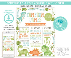 Dinosaur Birthday Milestones Board, Editable Sign (Digital Download)