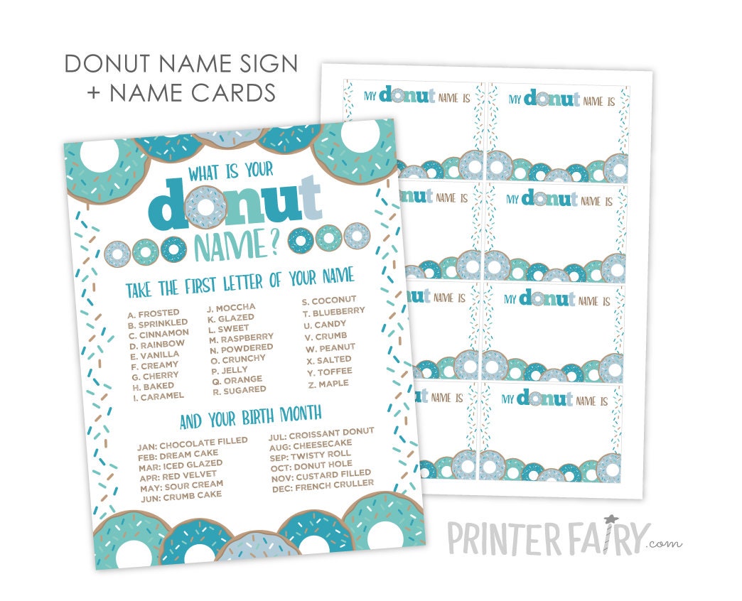 Donut Name Game, Donut Birthday Party (Instant Download)