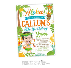 Luau Boy Birthday Photo Invitation, Beach Party (Digital)