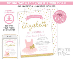 Editable Ballerina Birthday Invitation, Tutu Dance Party (INSTANT DOWNLOAD)