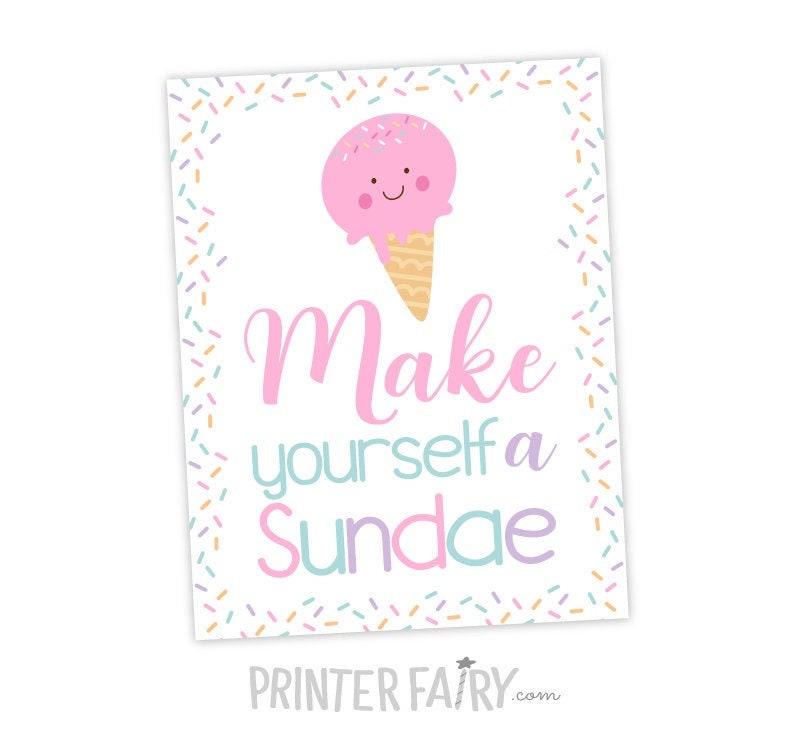 Ice Cream Bar Sign Birthday Party Decor (Digital Instant Download)