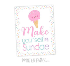 Ice Cream Bar Sign Birthday Party Decor (Digital Instant Download)