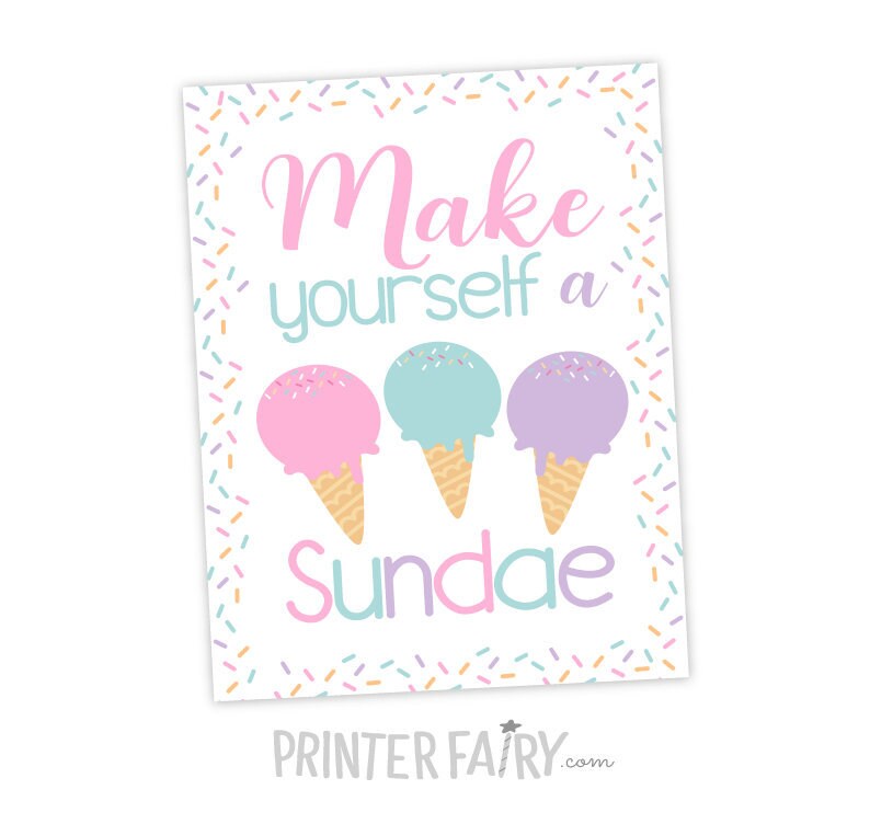 Ice Cream Bar Sign Party Printable Decorations, Instant Download