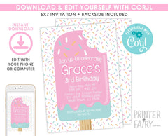 Popsicle Birthday Invitation, Summer Party (Digital, Editable)