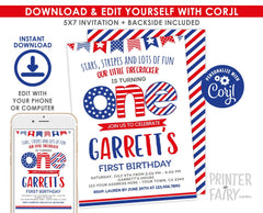 Editable 4th of July First Birthday Invitation (Digital Invite)