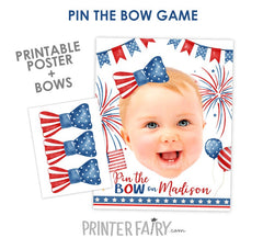Personalized 4th of July Pin the Bow Game, Independence Day Party Poster (Digital Download)