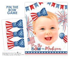 Personalized 4th of July Pin the Bow Game, Independence Day Party Poster (Digital Download)