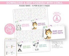 Puppy Pawty Food Tent Cards Editable Templates, Dog Birthday Party Decorations, Instant Download