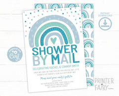 Rainbow Baby Shower by Mail Invitation, Editable Template (Digital Download)