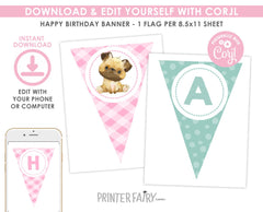 Puppies and Kitties Birthday Banner, Pet Pawty Decorations (INSTANT DOWNLOAD)