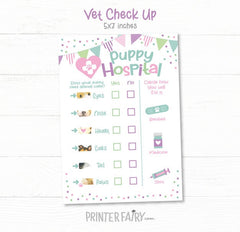 Puppy Party Pet Hospital Sign, Vet Check Up (Instant Download)