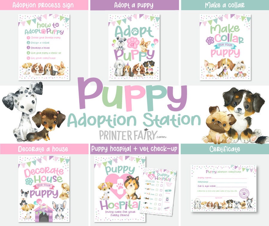 Puppy Adoption Station Party Games, Dog Lover Birthday Printables (Instant Download)