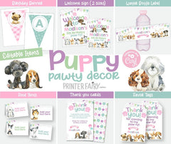 Puppy Birthday Party Decorations, Editable Dog Adoption Decor (Instant Download)