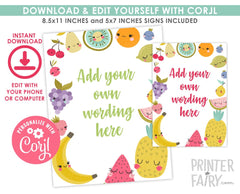 Tutti Frutti Birthday Sign, Editable Pineapple Decor (Instant Download)