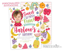 Tutti Frutti Photo Birthday Invitation, Summer Fruit Party (Digital Personalized)