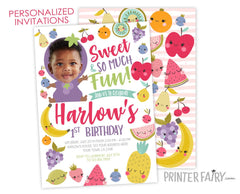 Tutti Frutti Photo Birthday Invitation, Summer Fruit Party (Digital Personalized)