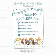 Puppy Adoption Party Games, Dog Birthday Activity Signs (Instant Download)