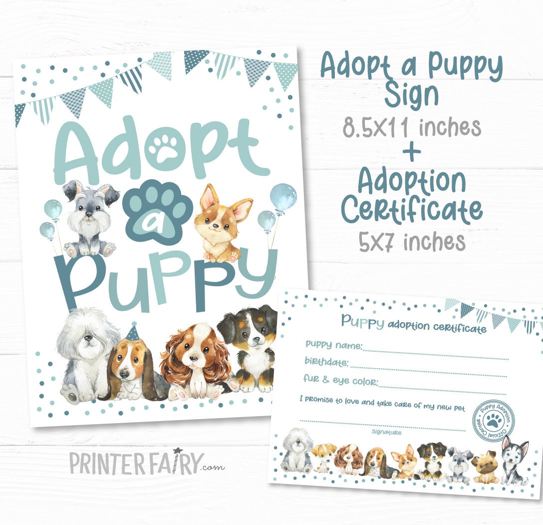 Puppy Adoption Party Games, Dog Birthday Activity Signs (Instant Download)