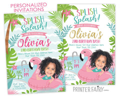 Flamingo Pool Party Invitation with Photo (Digital Invitation)
