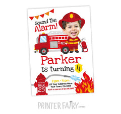 Firefighter Birthday Invitation personalized with Photo for any age, Digital or Printable Design