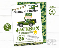 Editable Camo Army Birthday Invitation (Digital Download)