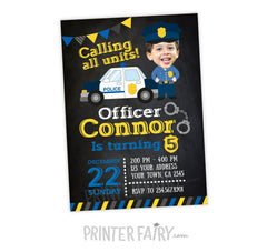 Personalized Police Birthday Invitation, Photo Invitation (Digital)