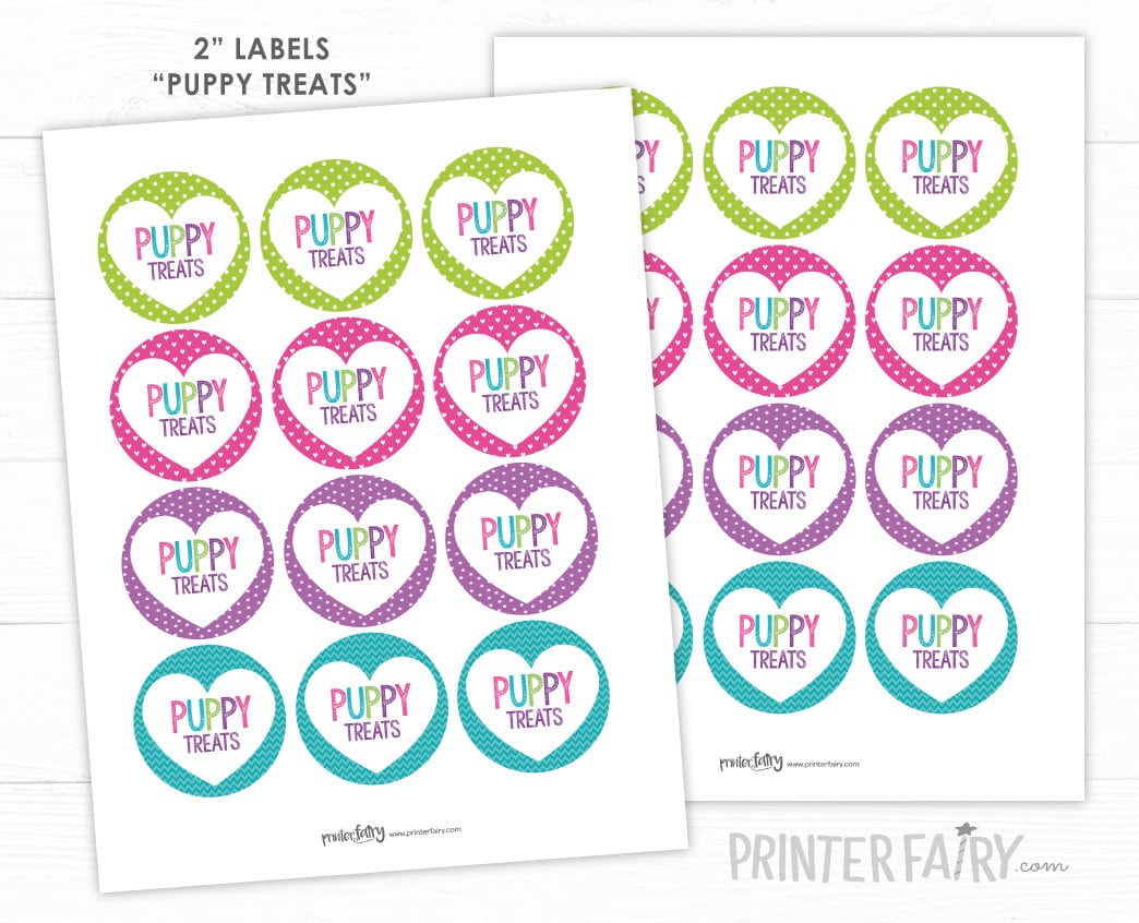 Puppy Treats Labels, Pet Adoption Party Tags (Digital Download)