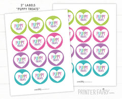 Puppy Treats Labels, Pet Adoption Party Tags (Digital Download)