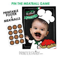 Personalized Pin the Meatball Game, Spaghetti Birthday Party Poster (Digital Download)